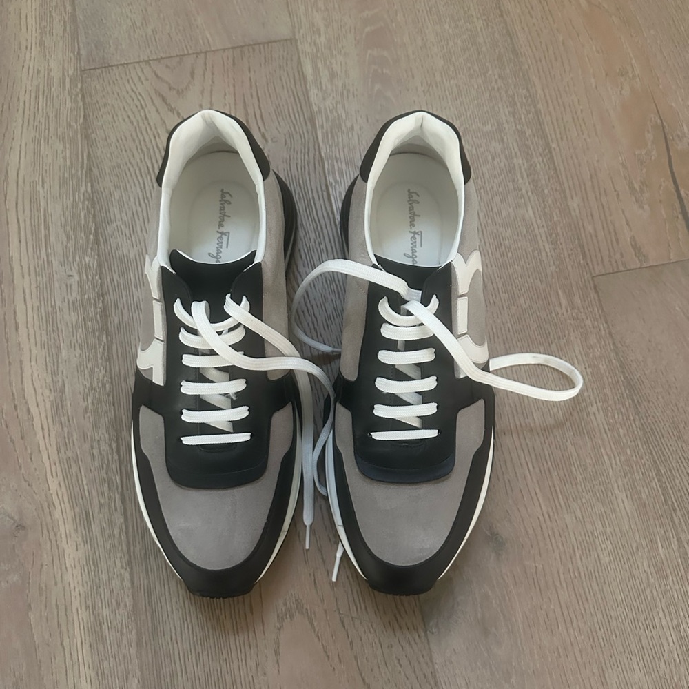 Salvatore Ferragamo Black and White Men's Sneakers